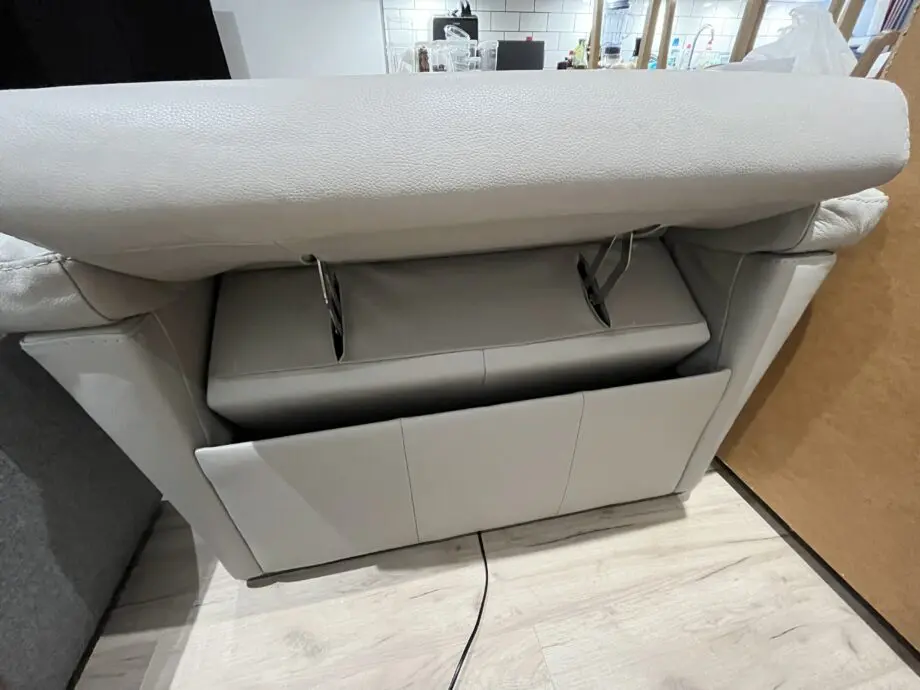 Electric recliner in grey real leather