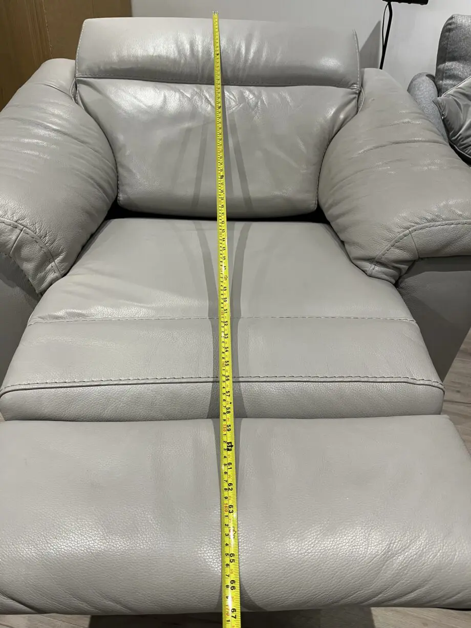 Electric recliner in grey real leather