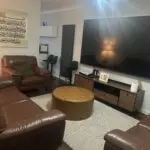 Dfs tan brown genuine leather sofa set