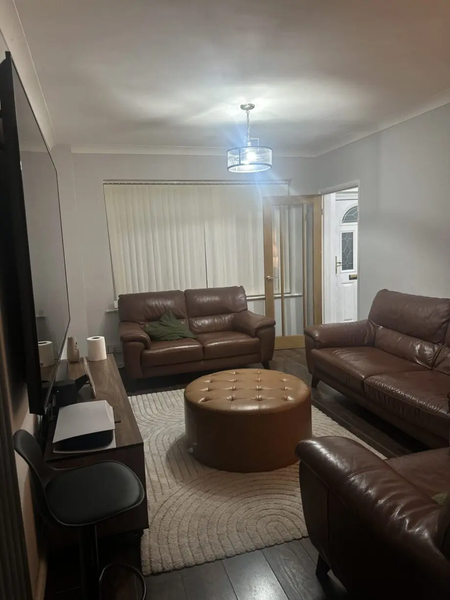 Dfs tan brown genuine leather sofa set