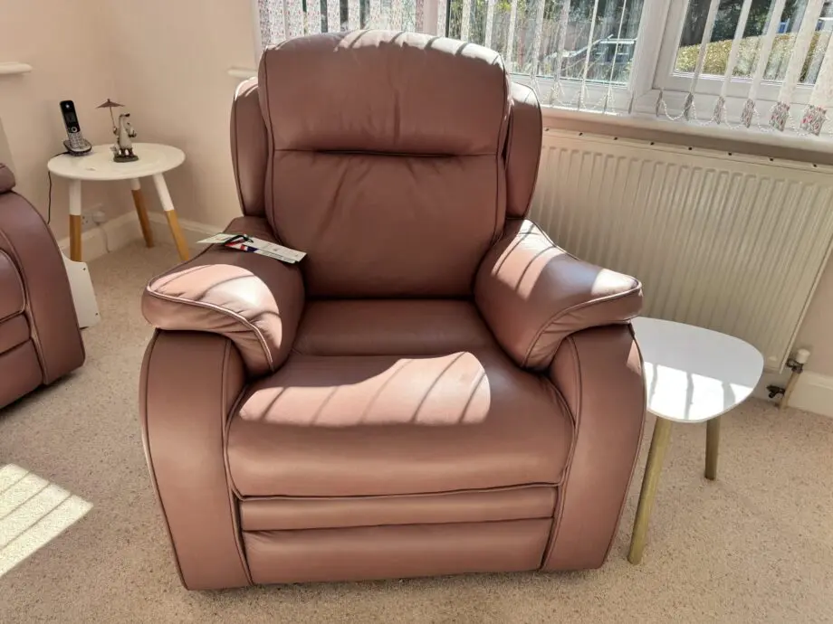 Rosewood pink electric recliner sofa and chair