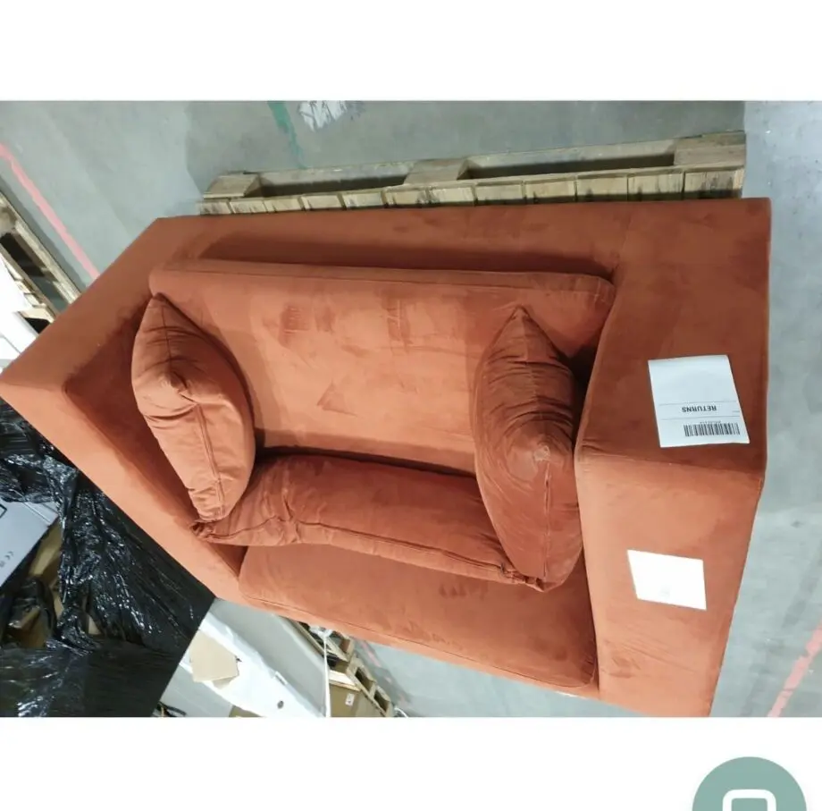 Burnt Orange Velvet Cuddle Chair