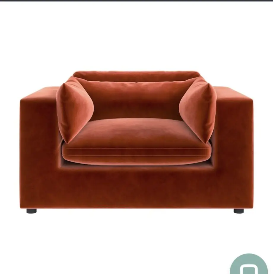 Burnt Orange Velvet Cuddle Chair