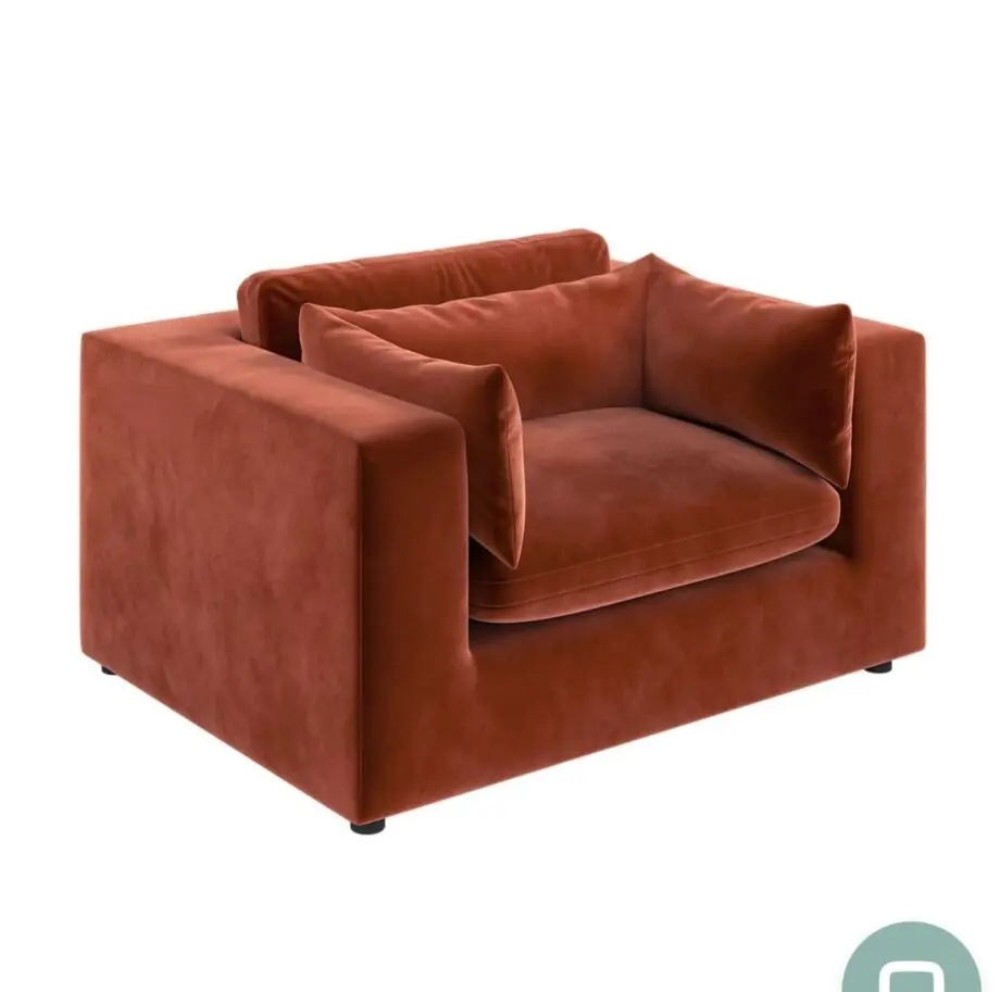 Burnt Orange Velvet Cuddle Chair
