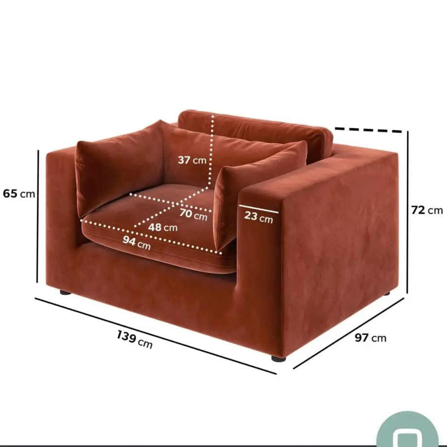 Burnt Orange Velvet Cuddle Chair