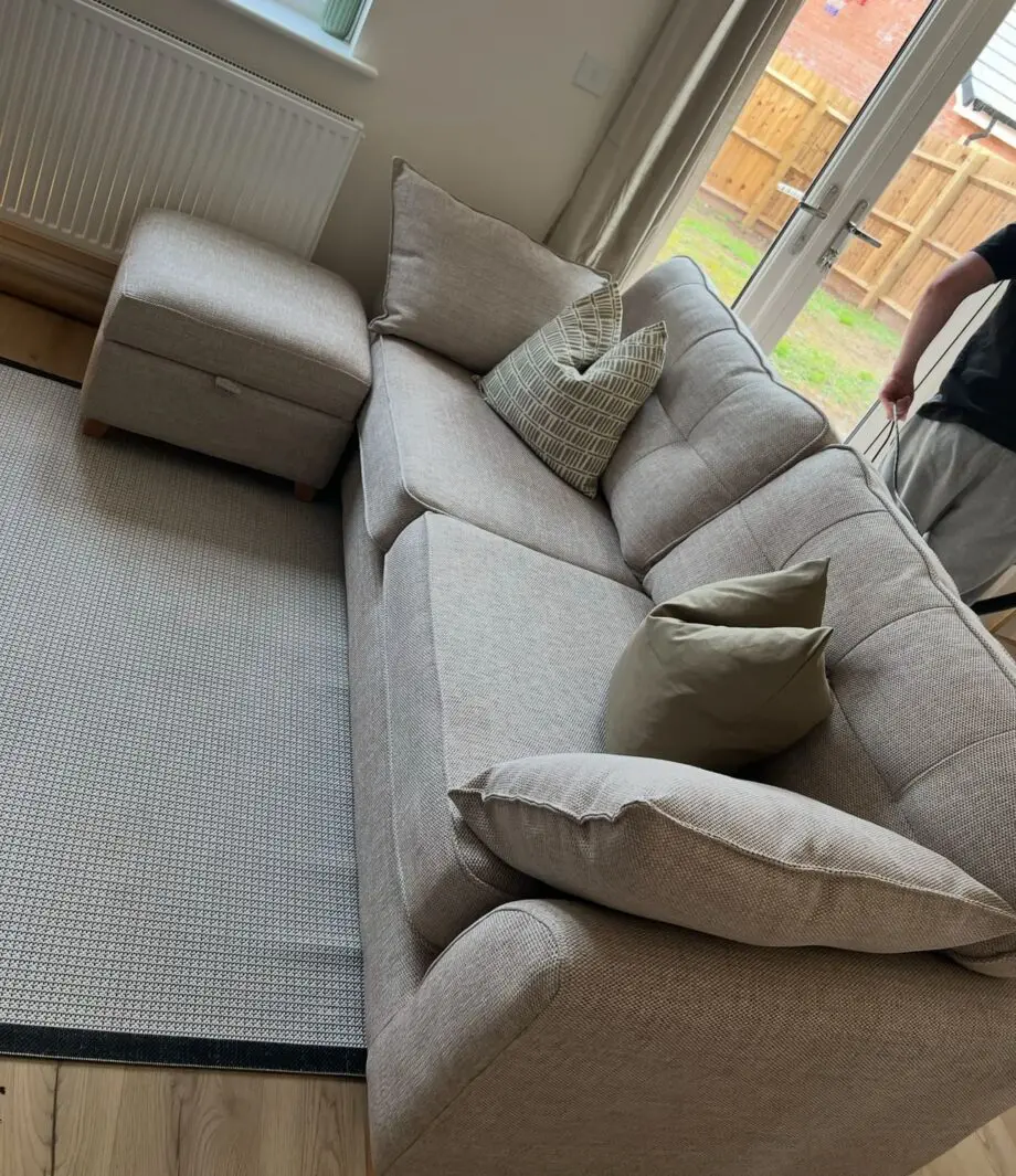 DFS Flaxby in colour Sand 4 seater and storage footstool
