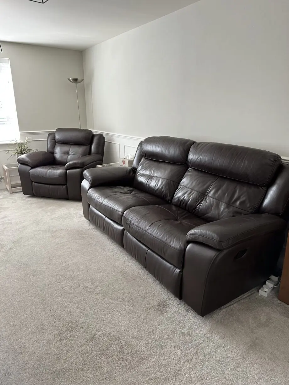Harveys Langdale 3 Seater Recliner and Matching Recliner Chair in Brown leather