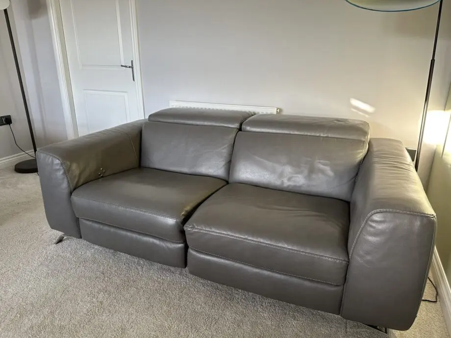 2 x Natuzzi Editions Pensiero Power Recliners in Dark Grey Leather