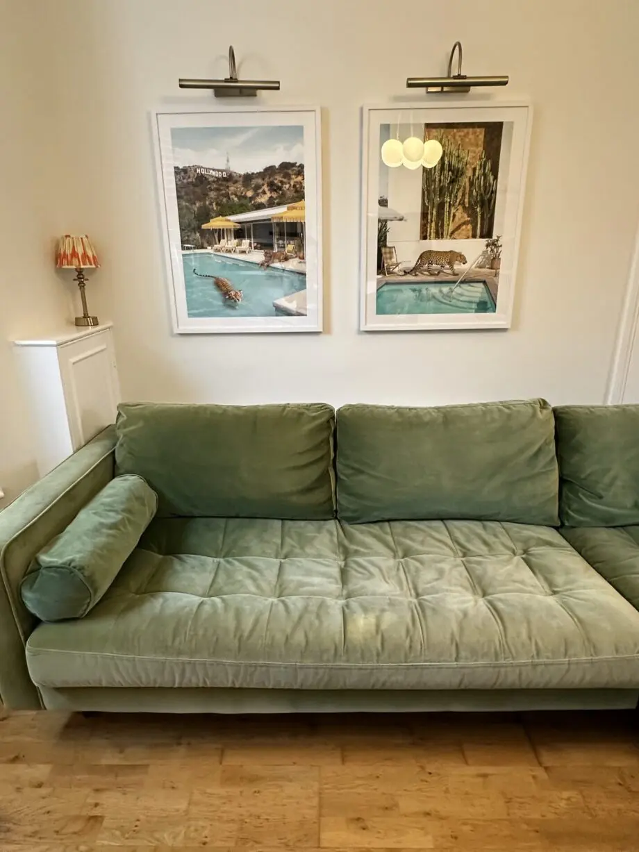 Made.com - Scott 4 Seater Right Hand Facing Chaise End Corner Sofa, Grass Cotton Velvet