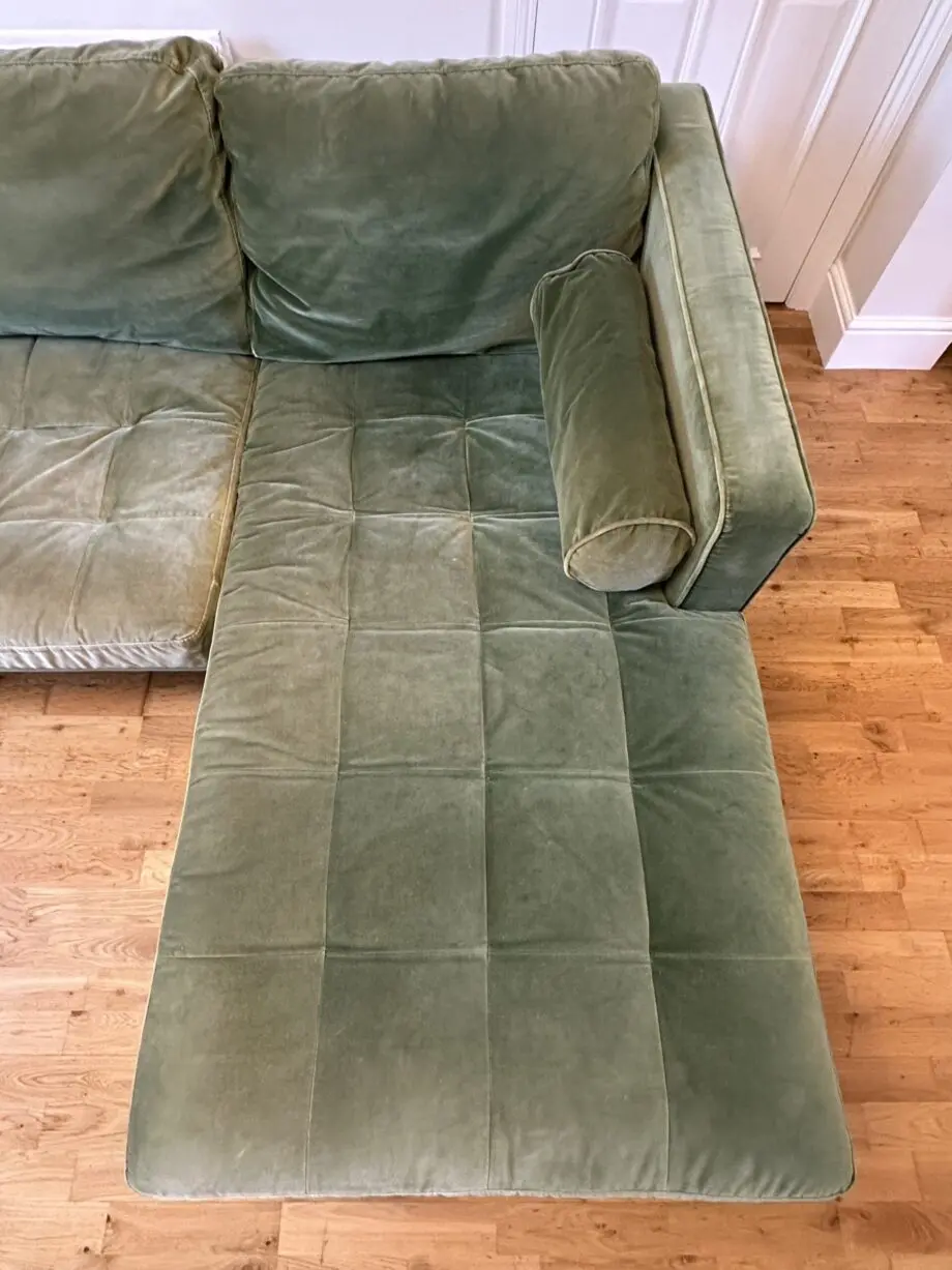 Made.com - Scott 4 Seater Right Hand Facing Chaise End Corner Sofa, Grass Cotton Velvet