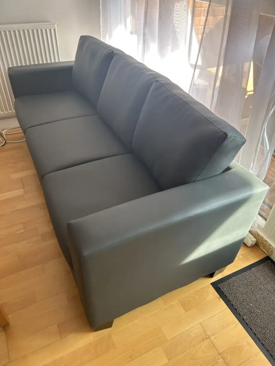 Brand new grey 3 seat PVC leather sofa