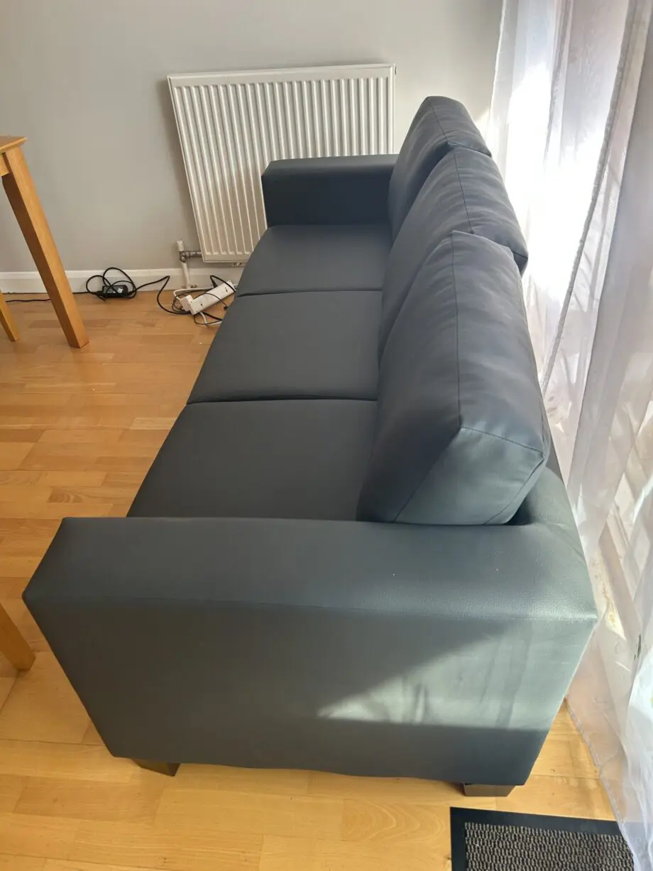 Brand new grey 3 seat PVC leather sofa