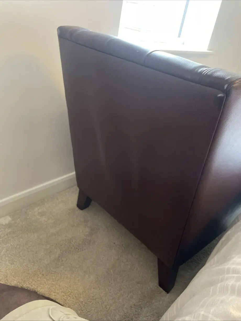 Multiyork grained leather arm chair, brown, dark legs