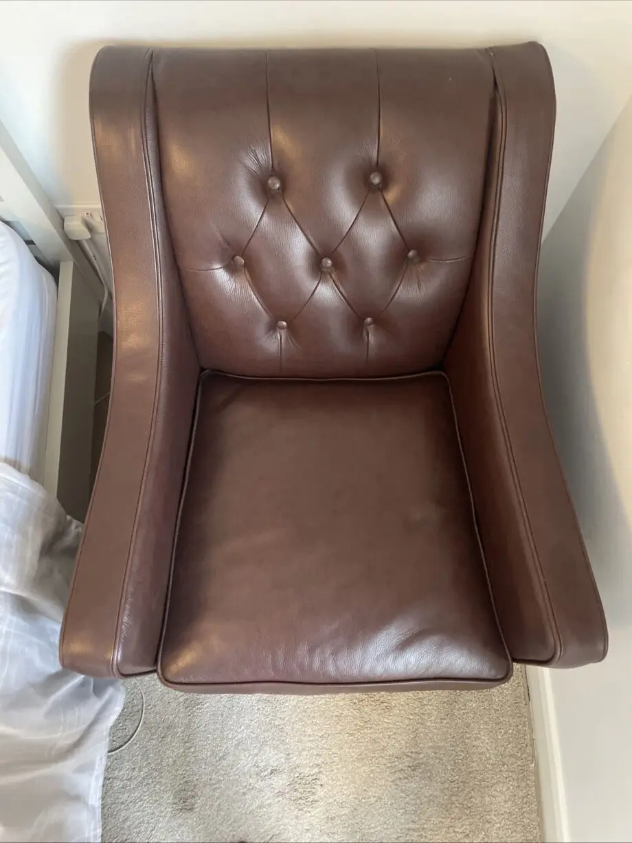 Multiyork grained leather arm chair, brown, dark legs
