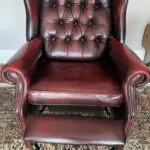 Traditional Leather Chesterfield Reclining Armchair in Deep Burgundy (maroon)