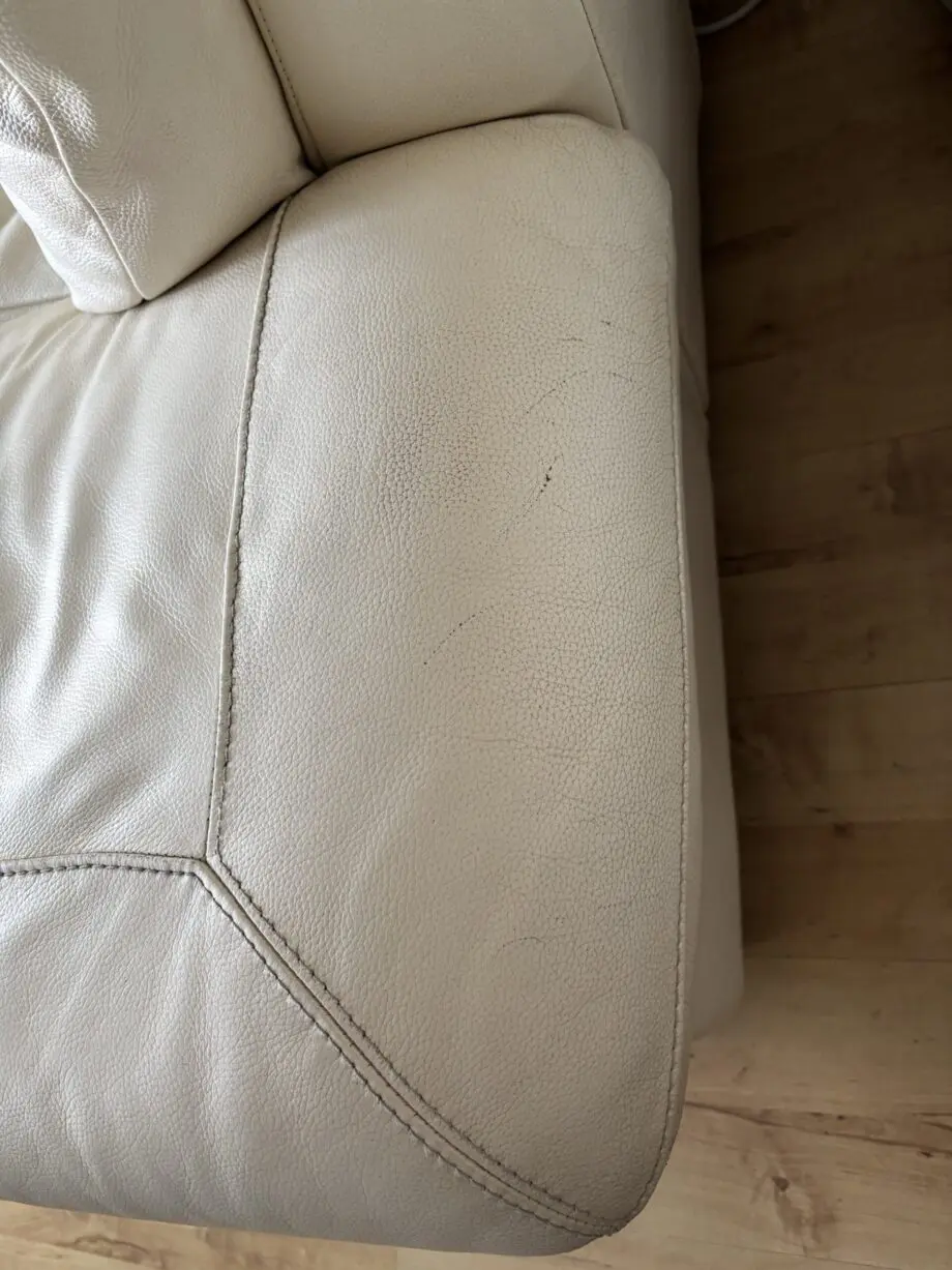 Large Ivory leather curved corner sofa