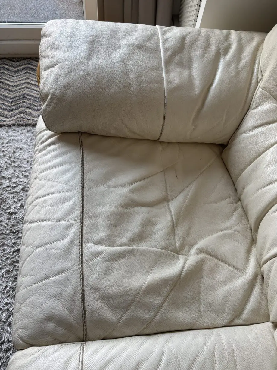 Large Ivory leather curved corner sofa