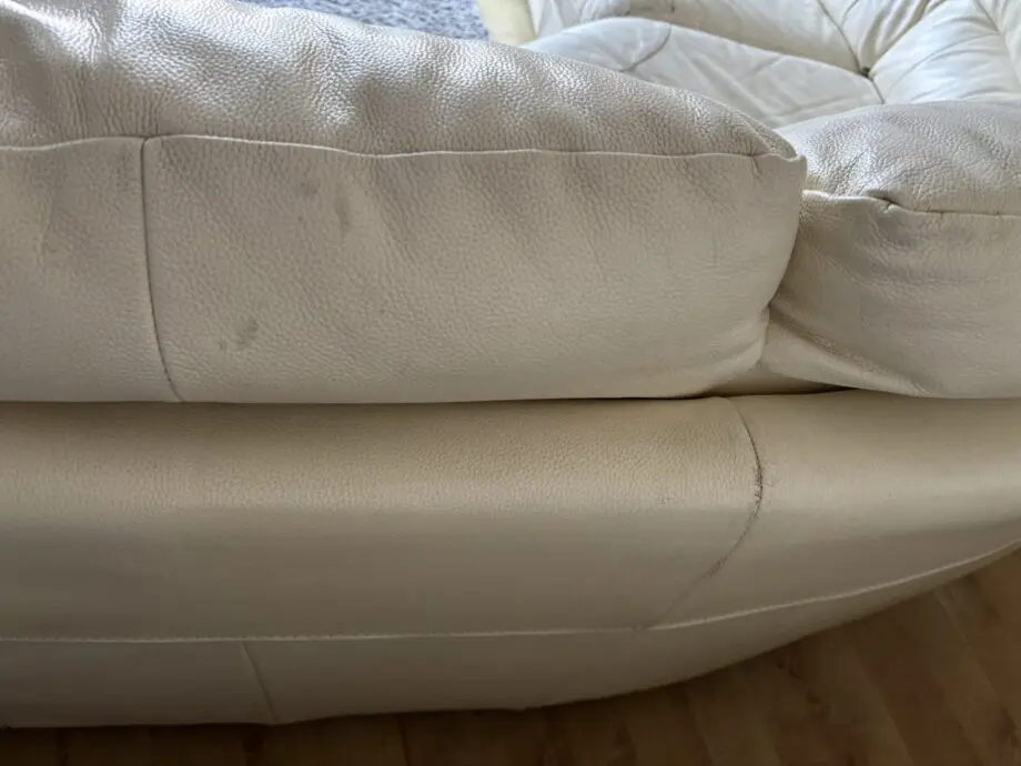 Large Ivory leather curved corner sofa