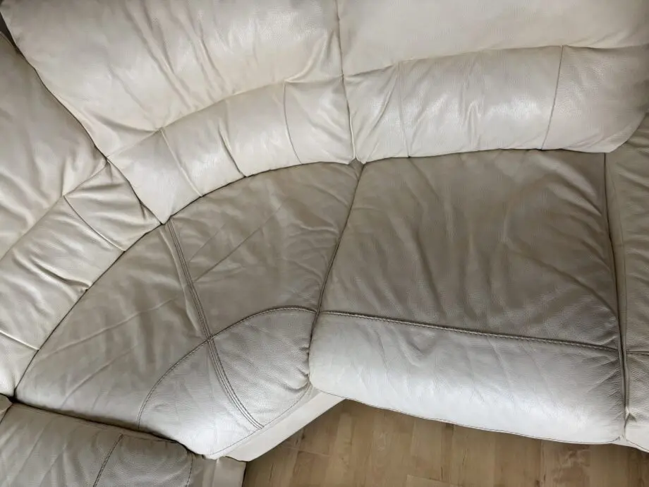 Large Ivory leather curved corner sofa