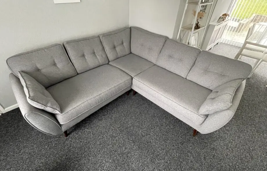 DFS French Connection Zinc Grey Corner Sofa + Cuddler Sofa (Nearly New)