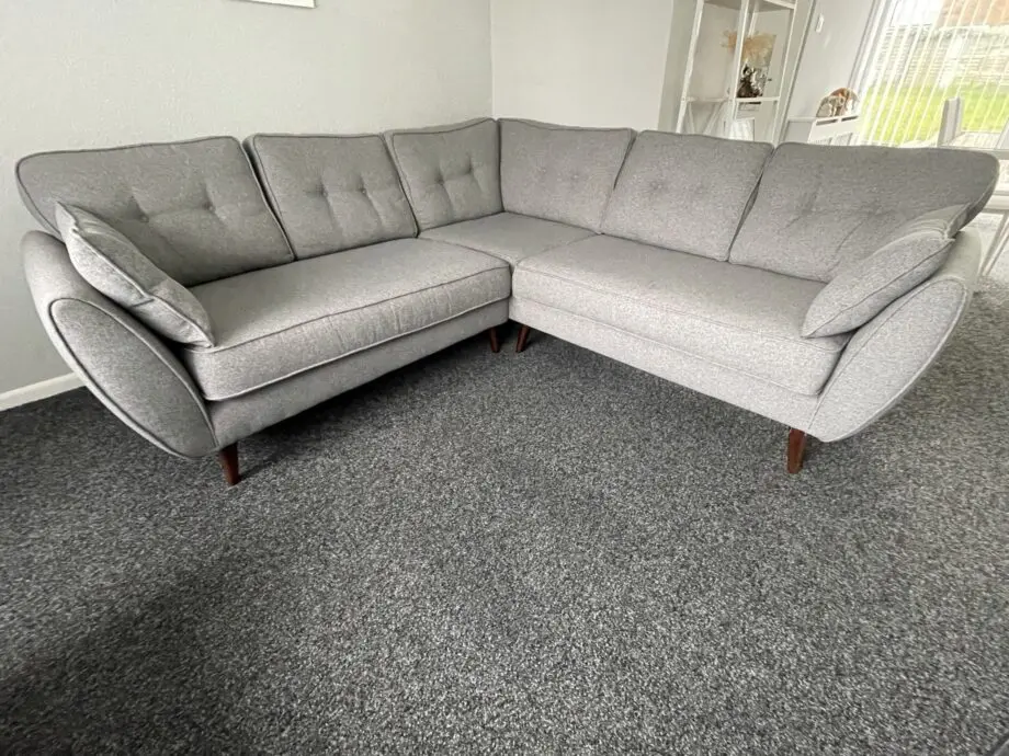 DFS French Connection Zinc Grey Corner Sofa + Cuddler Sofa (Nearly New)