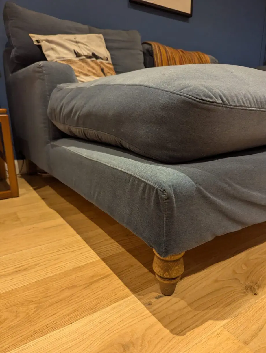 sofa.com Blue Isla Medium Chaise lounge sofa - 3 seater - Sapphire Smart Velvet