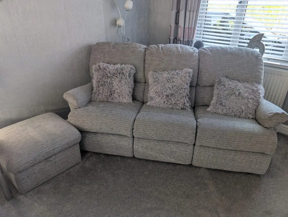 2 & 3 Sherborne Nevada sofas in Tuscany Grey with foot stool