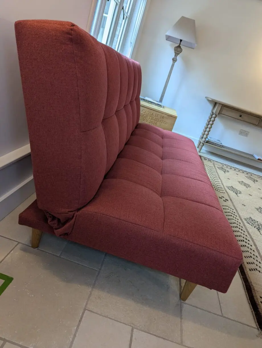 John Lewis Linear Medium 2 Seater Sofa Bed, Light Leg, Tweed CRANBERRY
