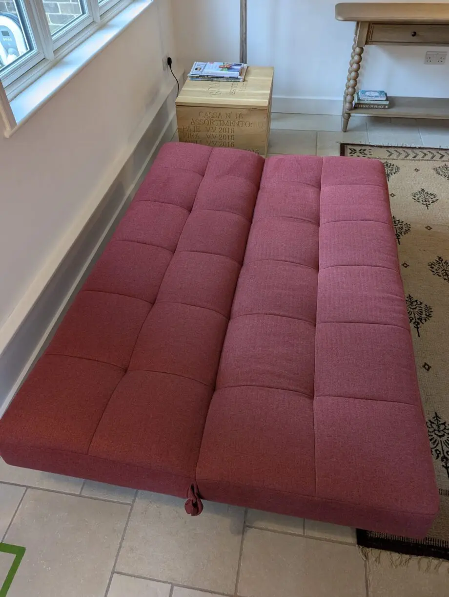 John Lewis Linear Medium 2 Seater Sofa Bed, Light Leg, Tweed CRANBERRY