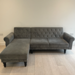 Daals Hanney Chesterfield Chaise Sofabed in Grey Velvet