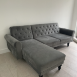 Daals Hanney Chesterfield Chaise Sofabed in Grey Velvet