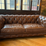 Halo Earle Chesterfield Large 3 Seater Leather Sofa, Antique Whisky