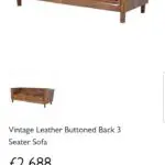 Vintage Leather Buttoned Back 3 Seater Sofa