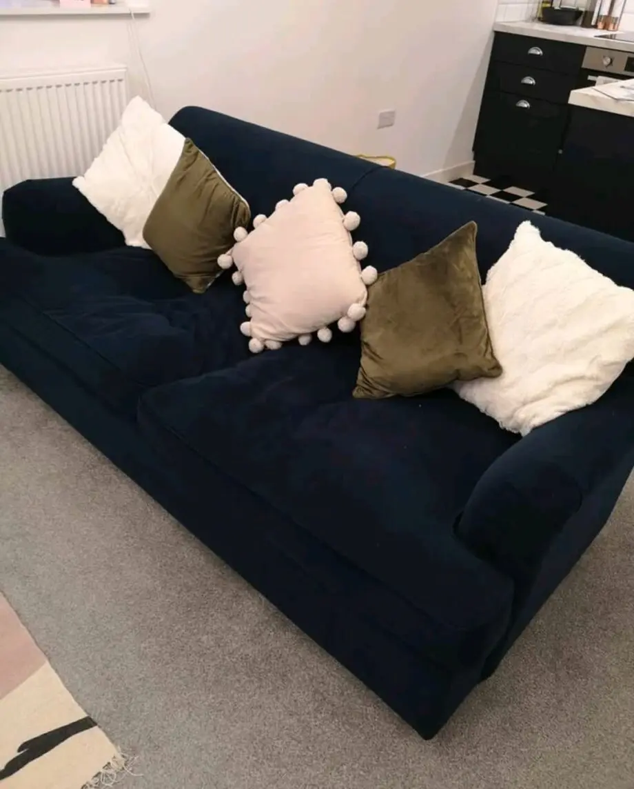 Made.com Orson 3 Seater Sofa Bed | Ink Blue Velvet | MUST BE SOLD IN 24 HOURS