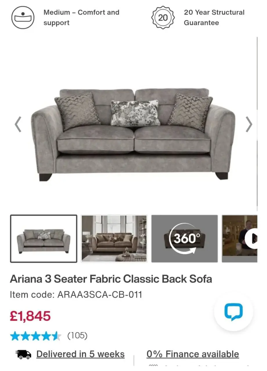 Ariana Furniture Village Grey