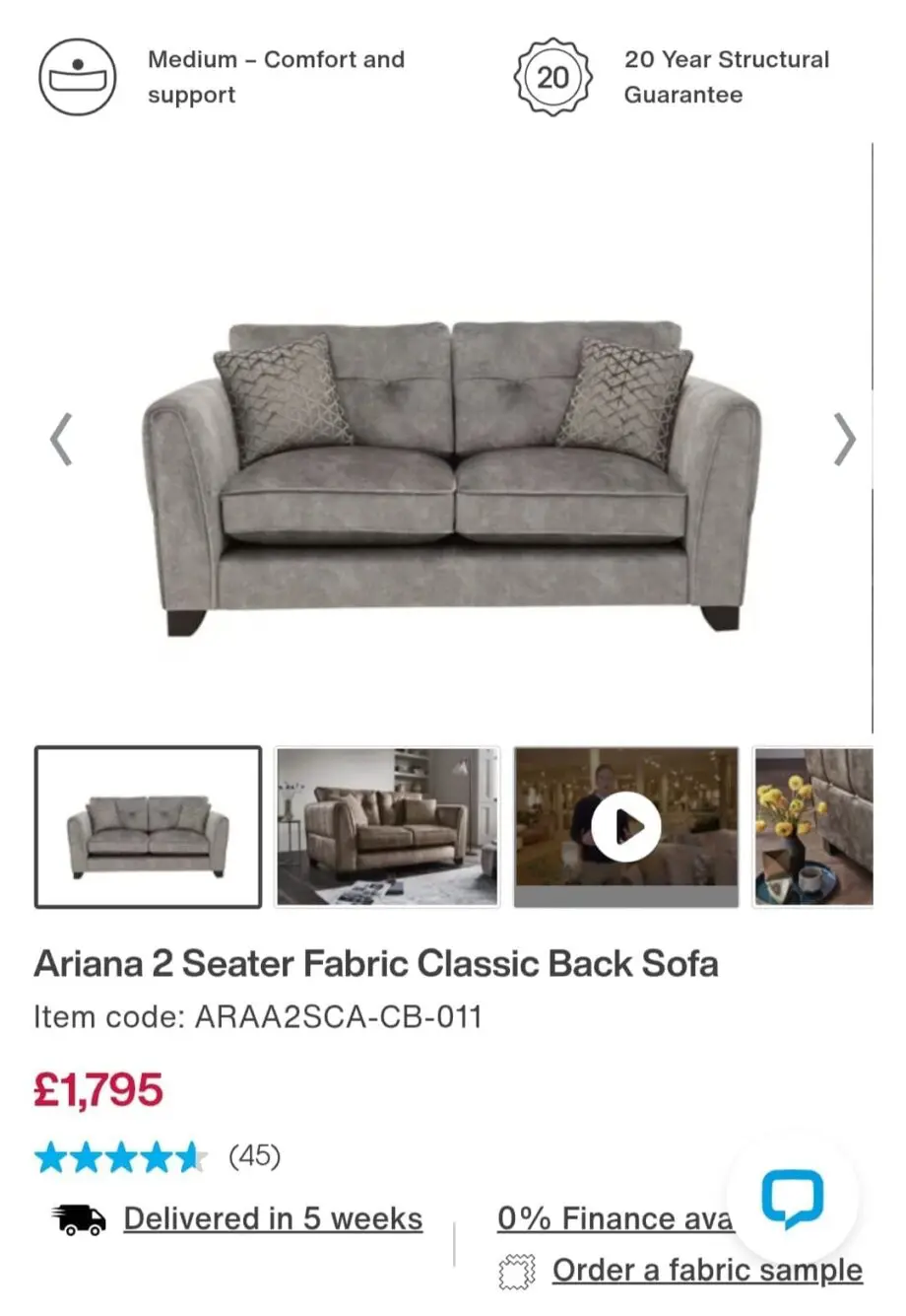 Ariana Furniture Village Grey