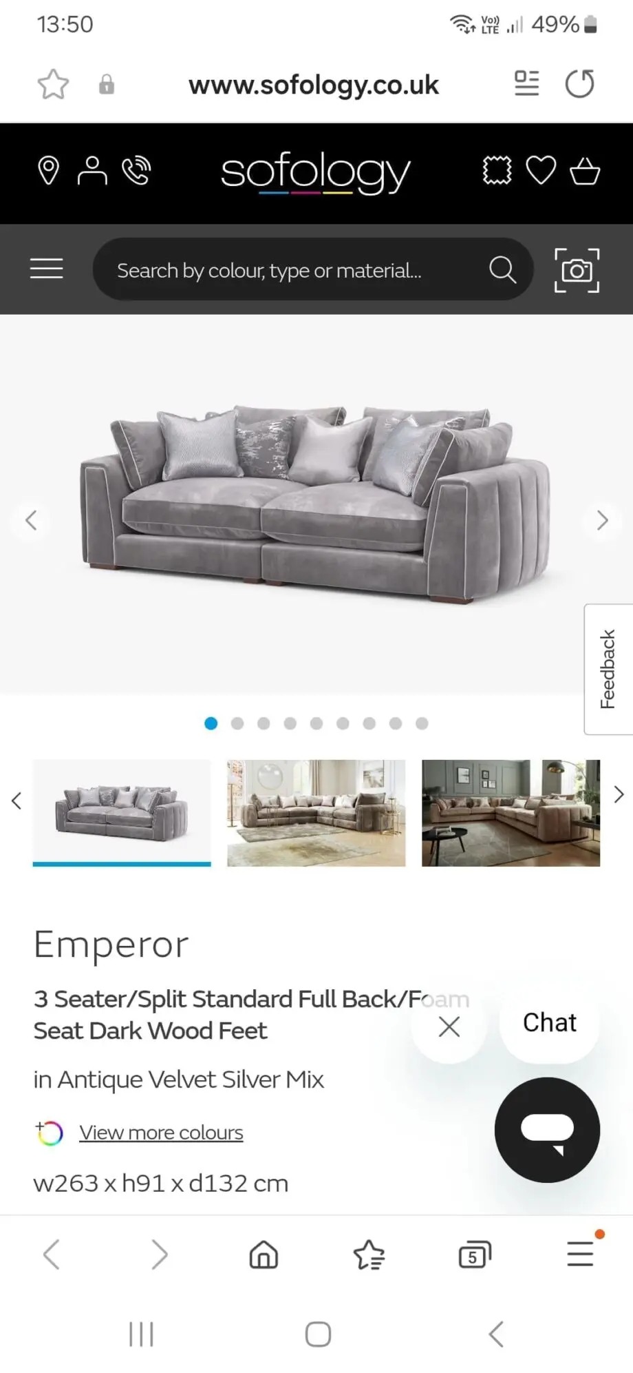 Large Grey Handcrafted Emperor Sofology Sofa x 2