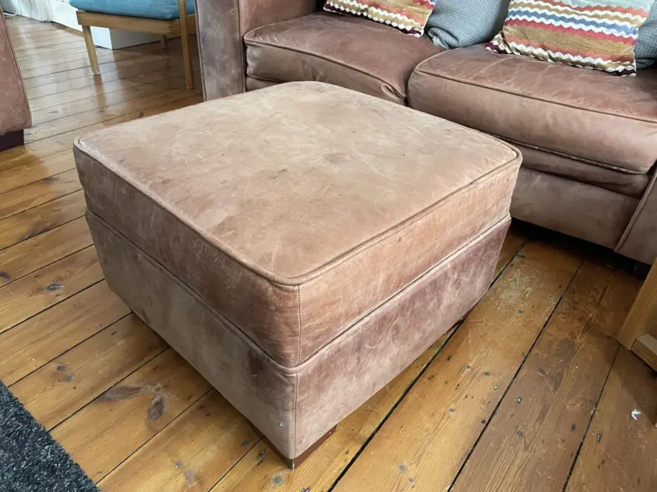 Raft - Natural Leather 2 x Two Seaters with Footstool