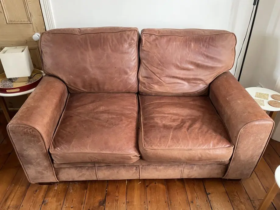 Raft - Natural Leather 2 x Two Seaters with Footstool
