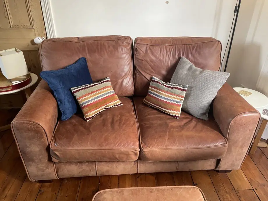 Raft - Natural Leather 2 x Two Seaters with Footstool