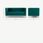 2 Seater Sofa Amicie Saform Blue Velvet