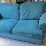 DFS Blue 2 Seater Sofa Bed and Footstall