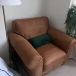 Brand new DFS sofas for sale premium quality barley used in a excellent condition gorgeous green sofas and 1 seater sofa which is brown with a little green table of the set