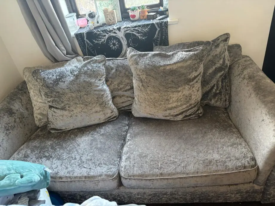 Crushed velvet two seater sofa