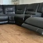 Harvey’s Hedgemoor Modular Black Corner Sofa with 2x Electric Recliners, storage and cup holders