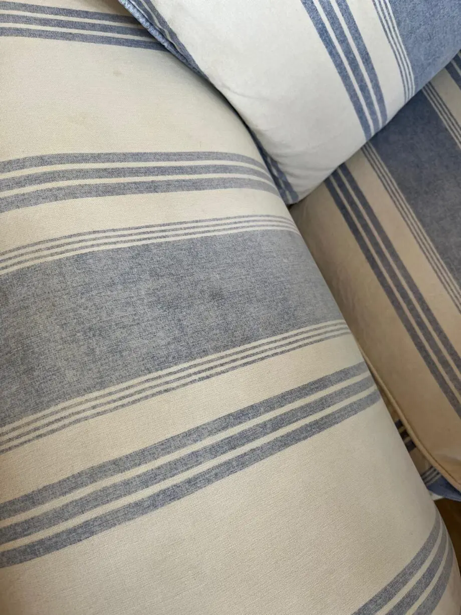 Laura Ashley blue and cream striped sofa bed