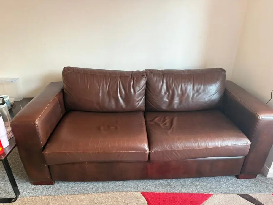 2 seater sofa leather brown colour