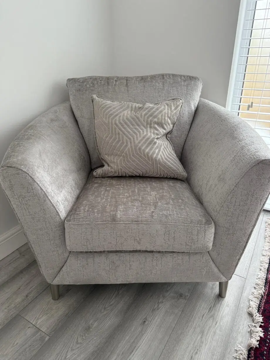 SCS Grey Flo 3 seater sofa and Flo chair