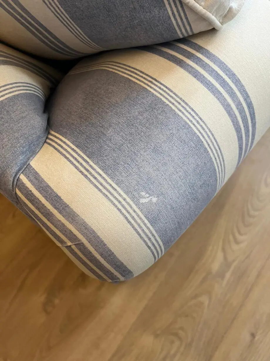 Laura Ashley blue and cream striped sofa bed