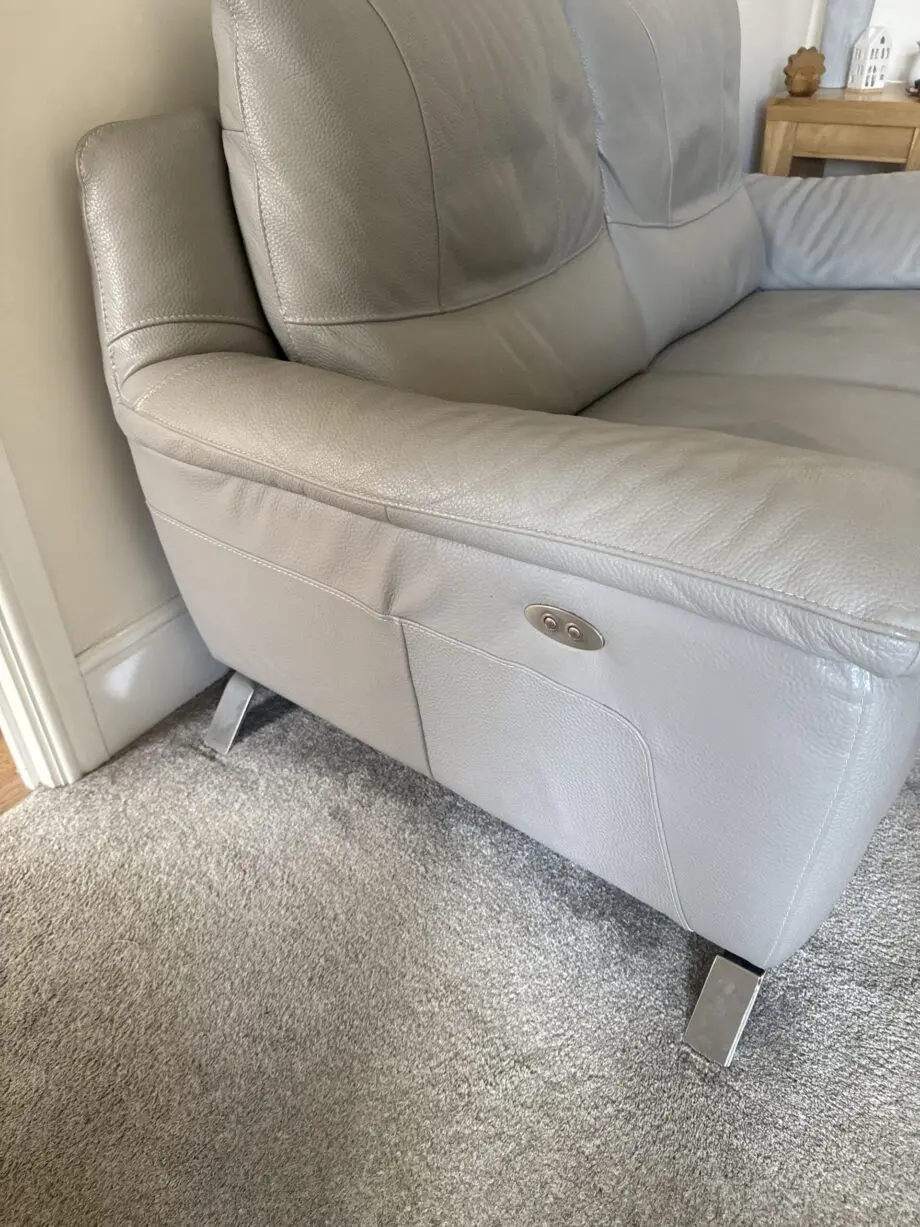 Natuzzi Grey Leather with powered recliner